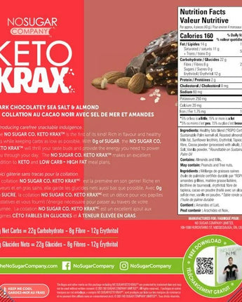 No sugar Keto Krax cacao noir , sel de mer et amandes 245g