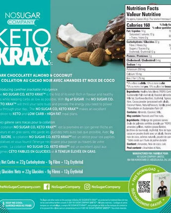No sugar Keto Krax cacao noir , amandes et noix de coco 245g